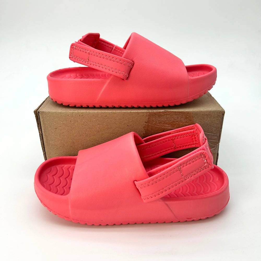 Little Girls Slide Sandals Size 11-12 Pink EVA Water Friendly Velcro Strap NEW